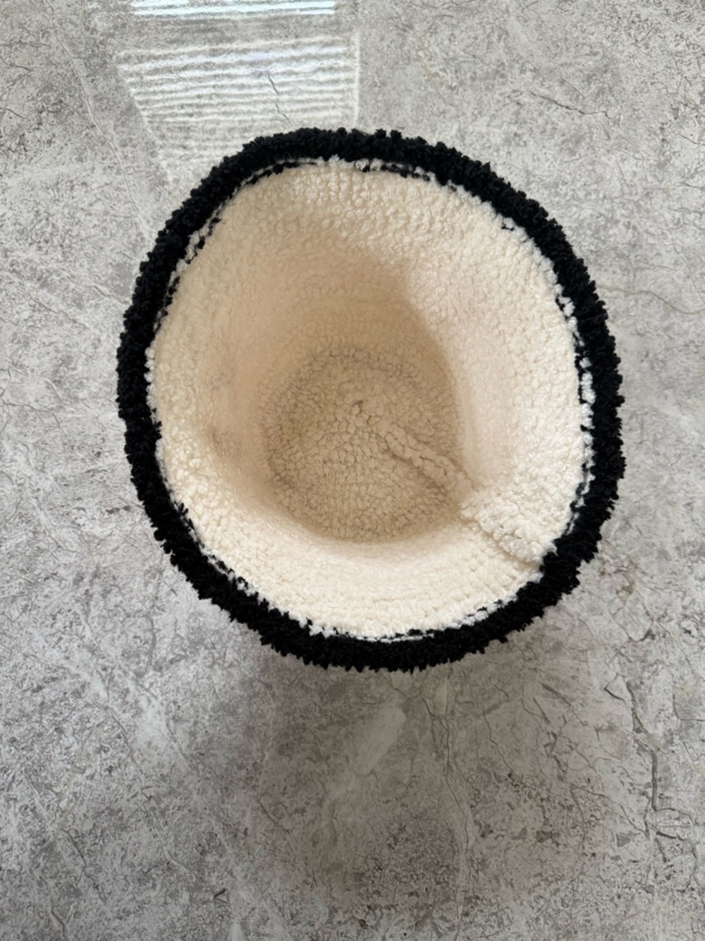 Cream Bouclé Bucket Hat with Black Trim - Picture 5 of 5